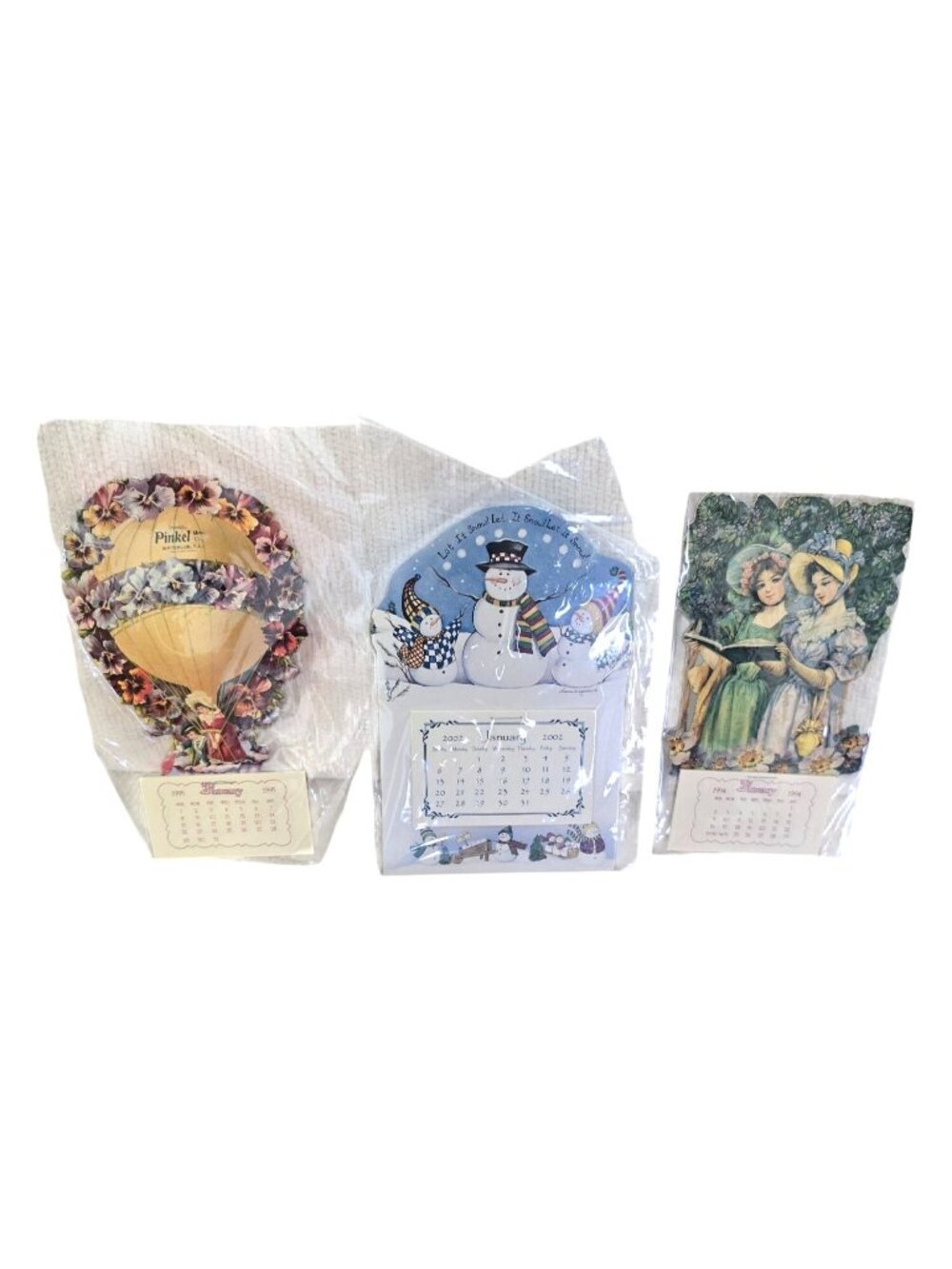 Vintage Assorted Die-Cut Calendars 1994 1995 2002 Snowman Hot Air Balloon Women - Picture 5 of 14